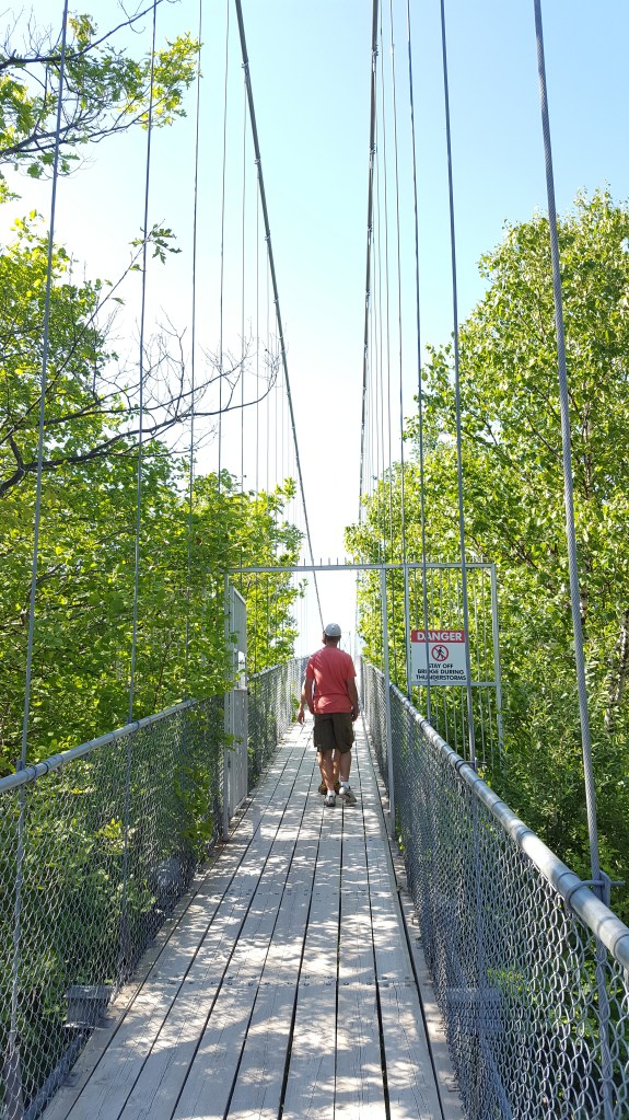 Entering suspension bridge.